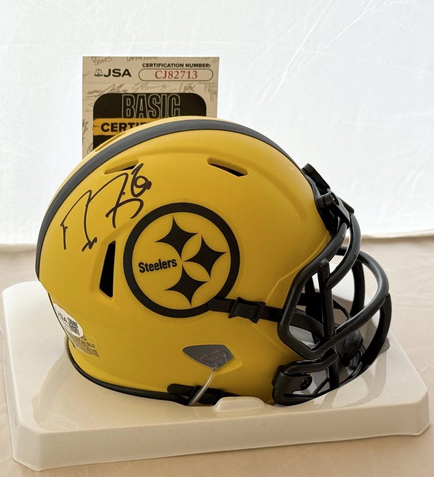 Marc Andre Fleury Pittsburgh Penguins signed Steelers Rave mini helmet JSA