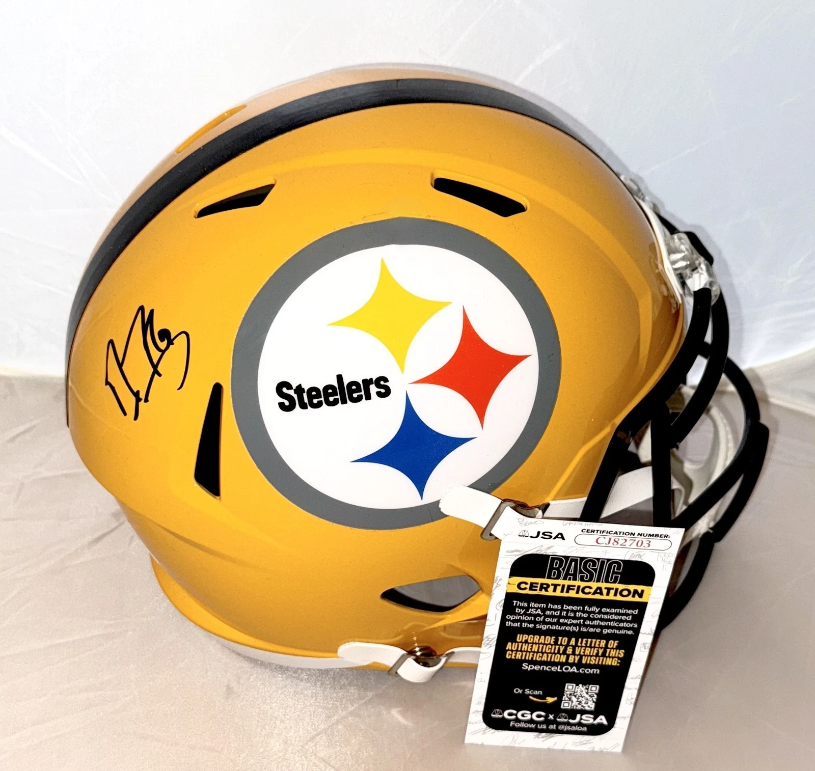 Marc Andre Fleury Pittsburgh Penguins signed Steelers Full Size Helmet JSA