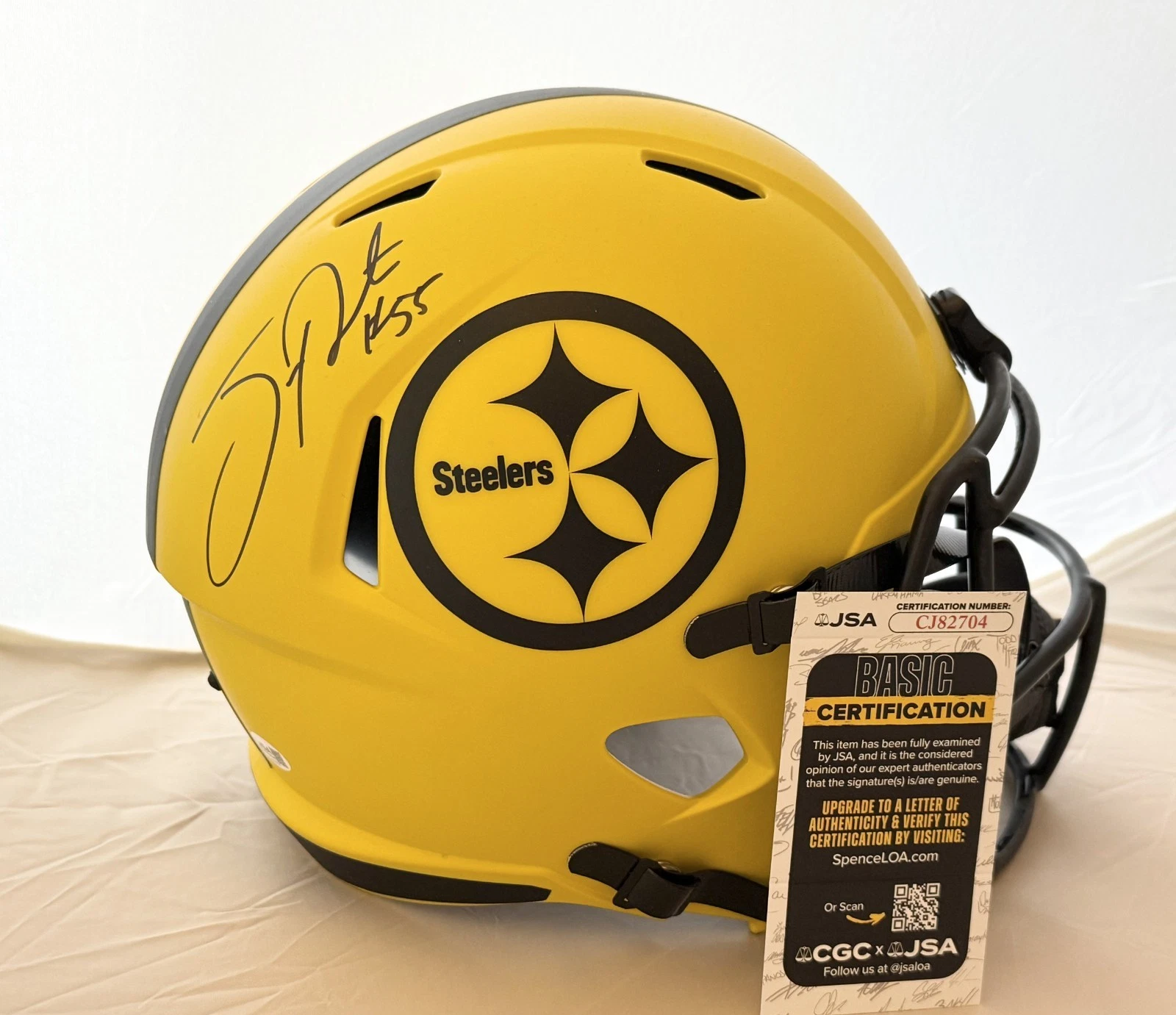Joey Porter Sr signed Pittsburgh Steelers Rave Full Size helmet autographed JSA