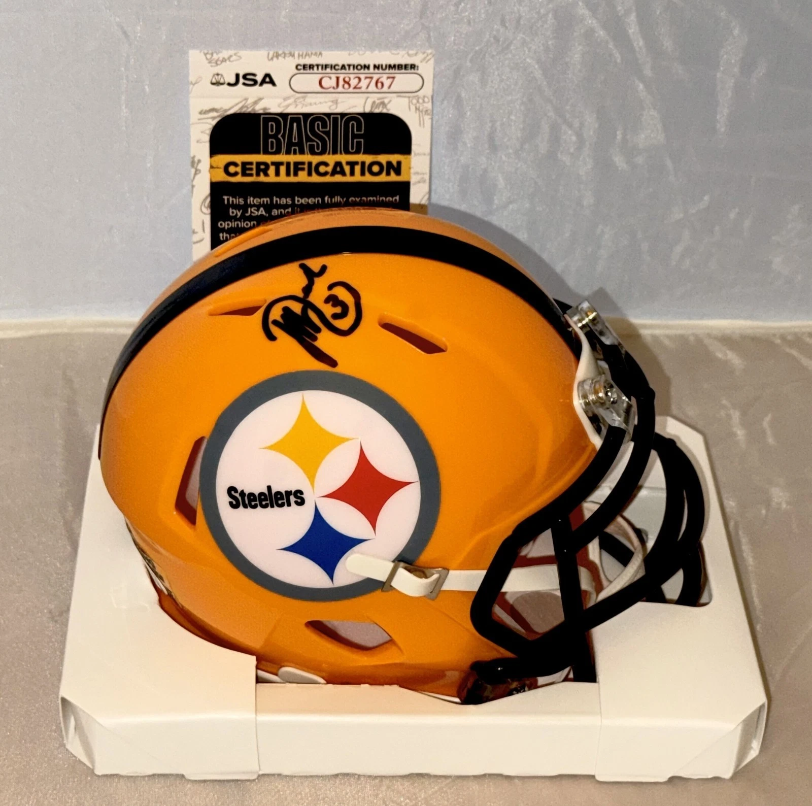 Jeff Reed signed Pittsburgh Steelers Yellow mini helmet autographed JSA