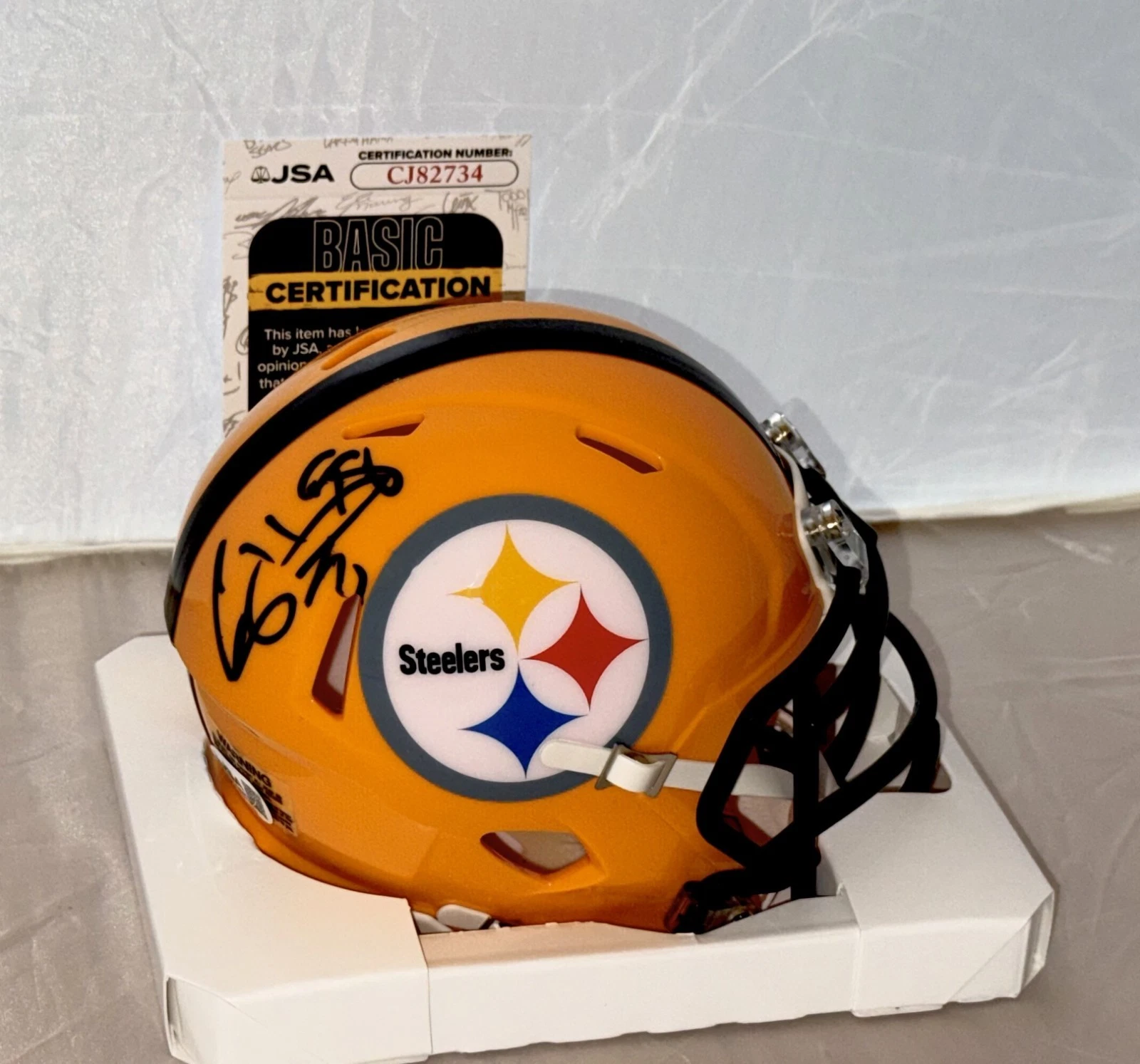 Casey Hampton signed Pittsburgh Steelers Yellow mini helmet autographed JSA COA