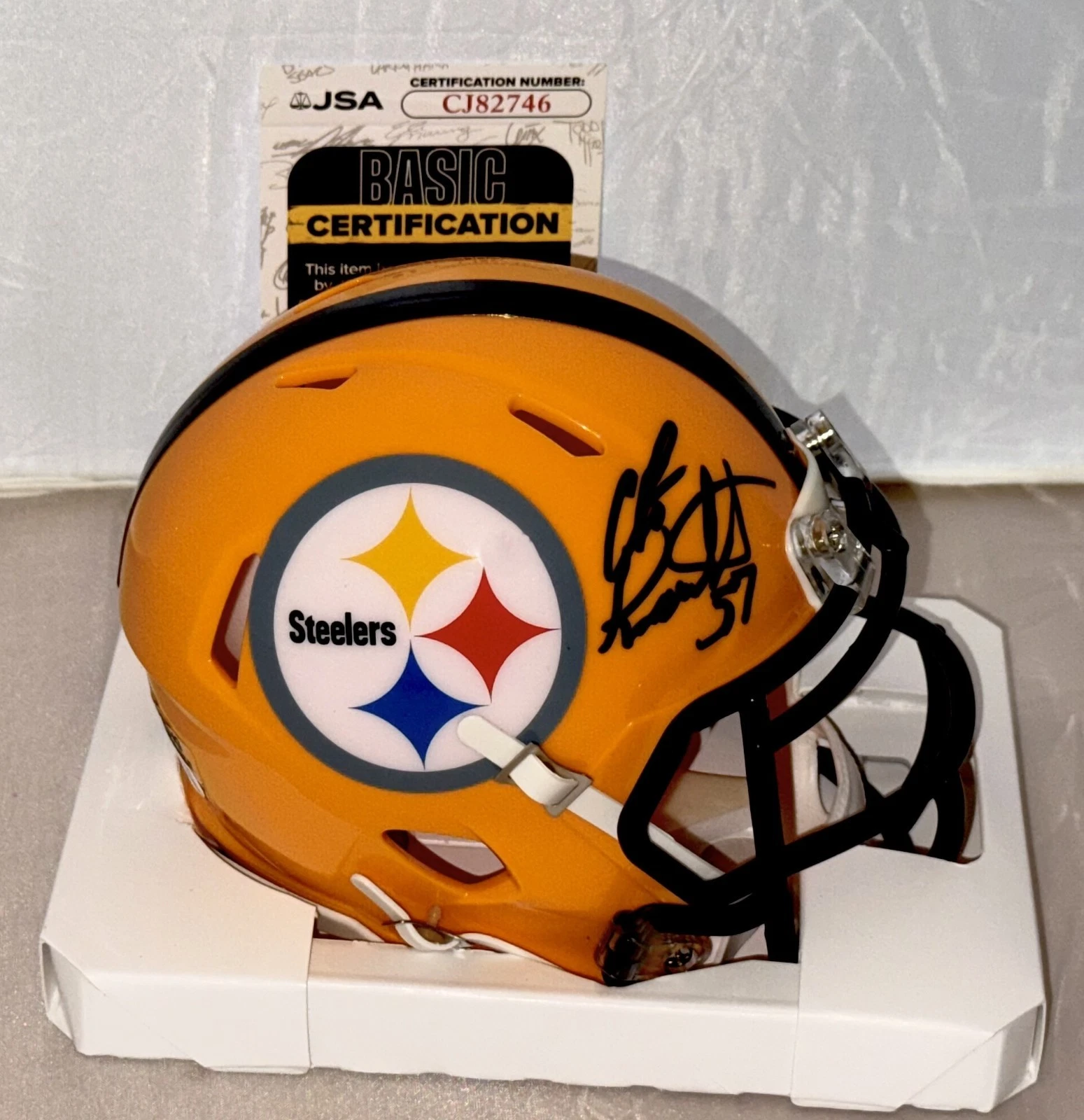 Clint Kriewaldt signed Pittsburgh Steelers Yellow mini helmet autographed JSA