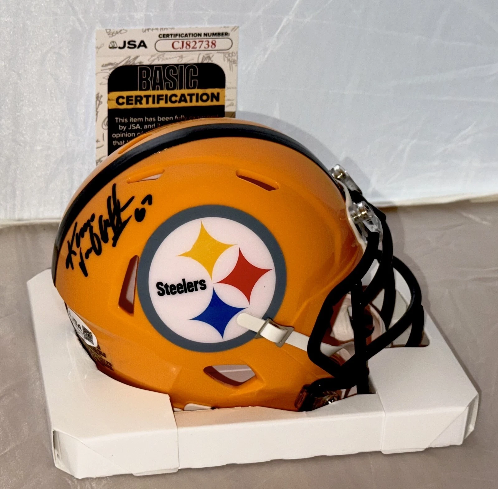 Kimo von Oelhoffen signed Pittsburgh Steelers mini helmet autographed JSA