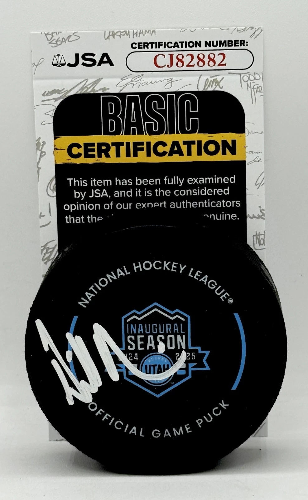 Bill Armstrong signed Utah Hockey Club Inaugural Official Game Puck JSA