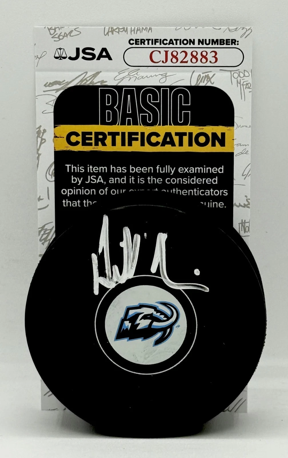 Bill Armstrong signed Utah Mammoth Logo Puck autographed JSA