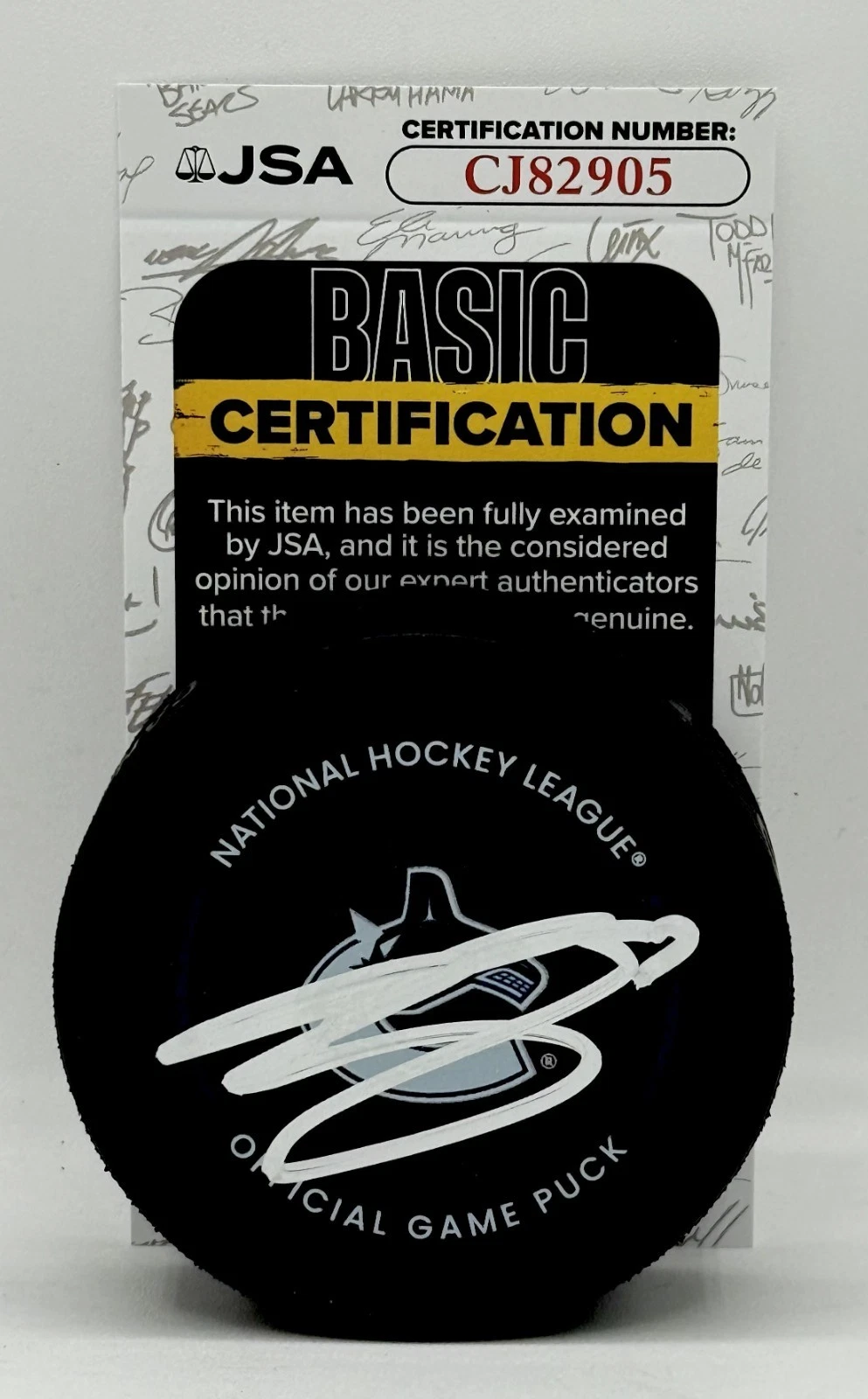 Evander Kane signed Vancouver Canucks Official Game Puck autographed JSA