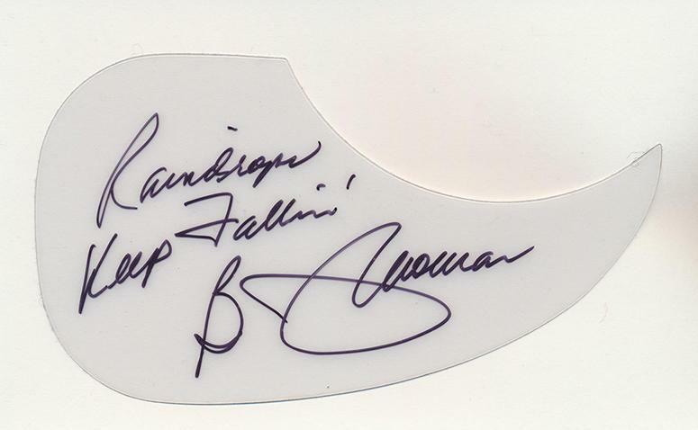 B.J. Thomas SIGNED Acoustic Guitar Pickguard #1 COA Raindrops Fallin' On My Head