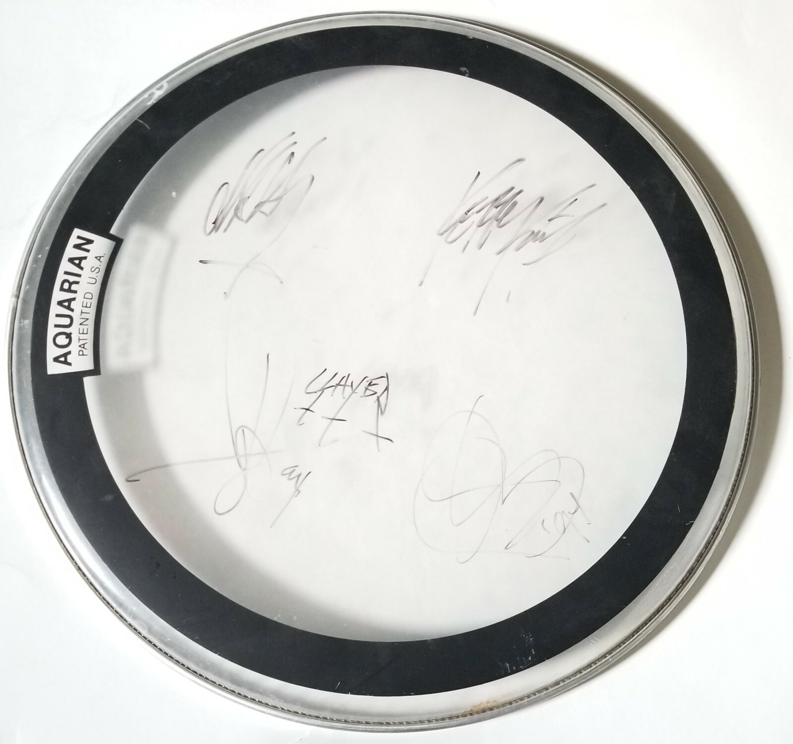 SLAYER BAND SIGNED 16″ DRUMHEAD JSA FULL LOA AUTOGRAPHED ARAYA KING HANNEMAN COLLECTIBLE MEMORABILIA