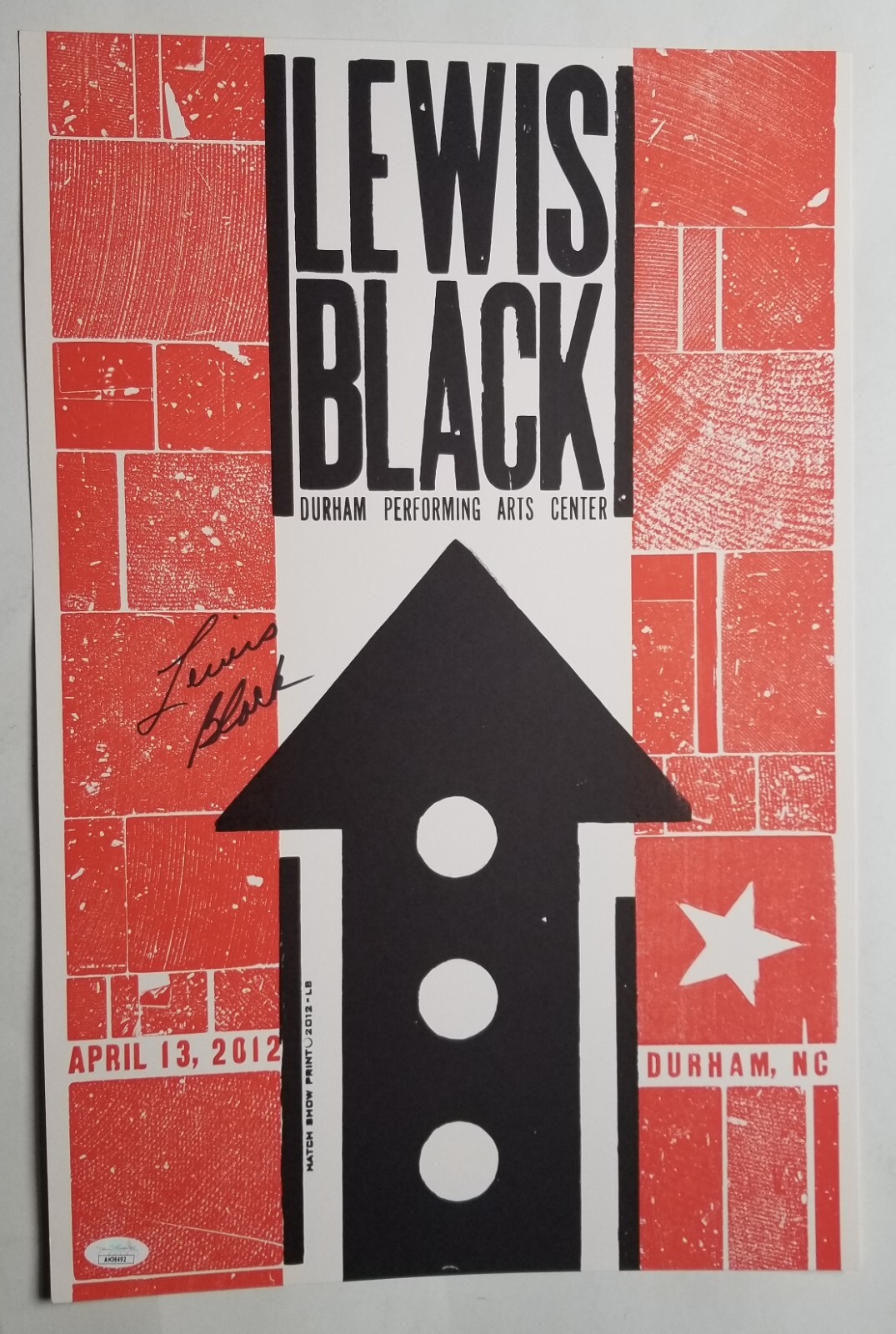 Lewis Black comedian REAL SIGNED Hatch Print Show Poster JSA COA Autographed