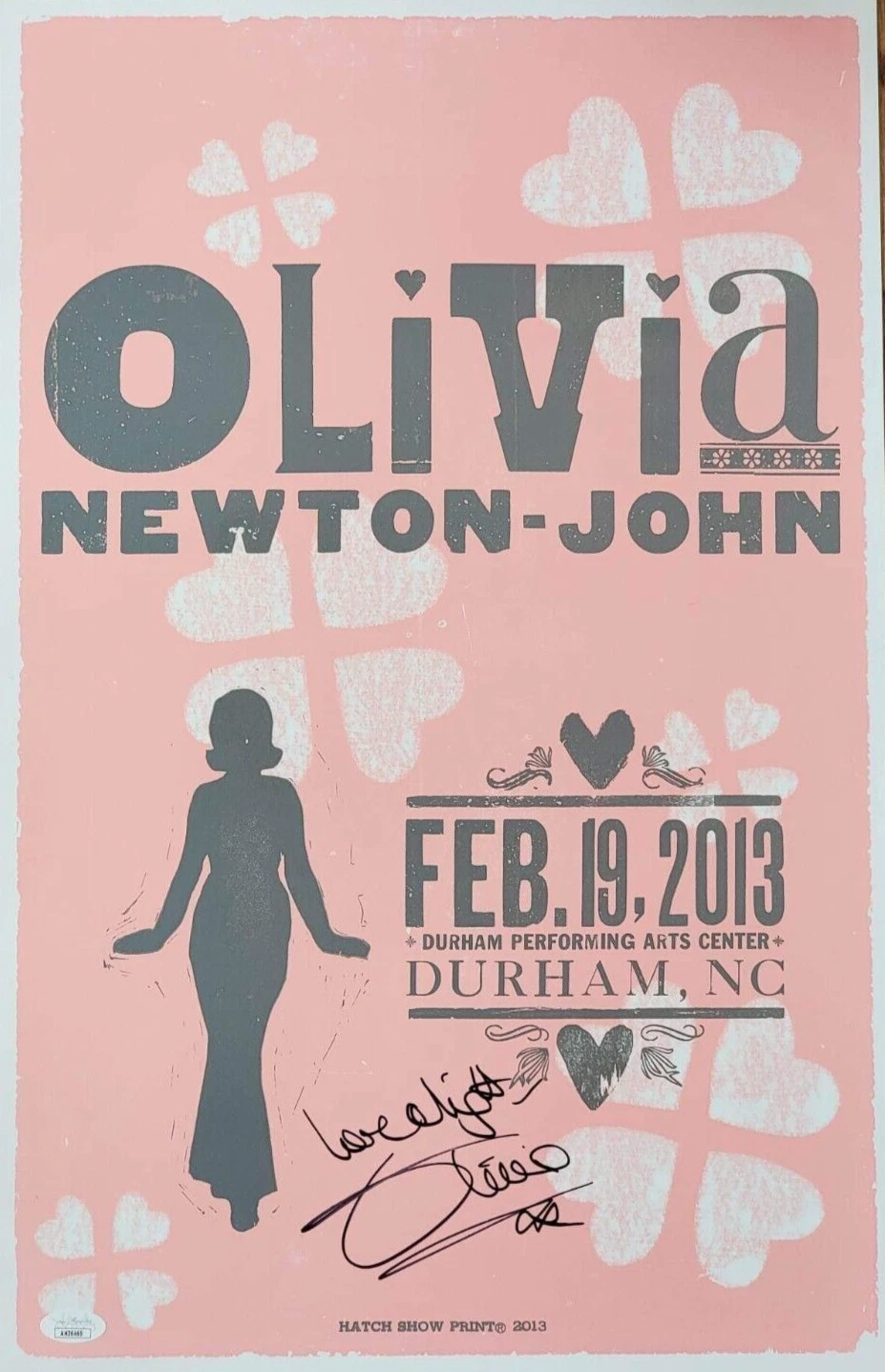 Olivia Newton-John REAL hand SIGNED Hatch Show Print Poster 2013 JSA COA