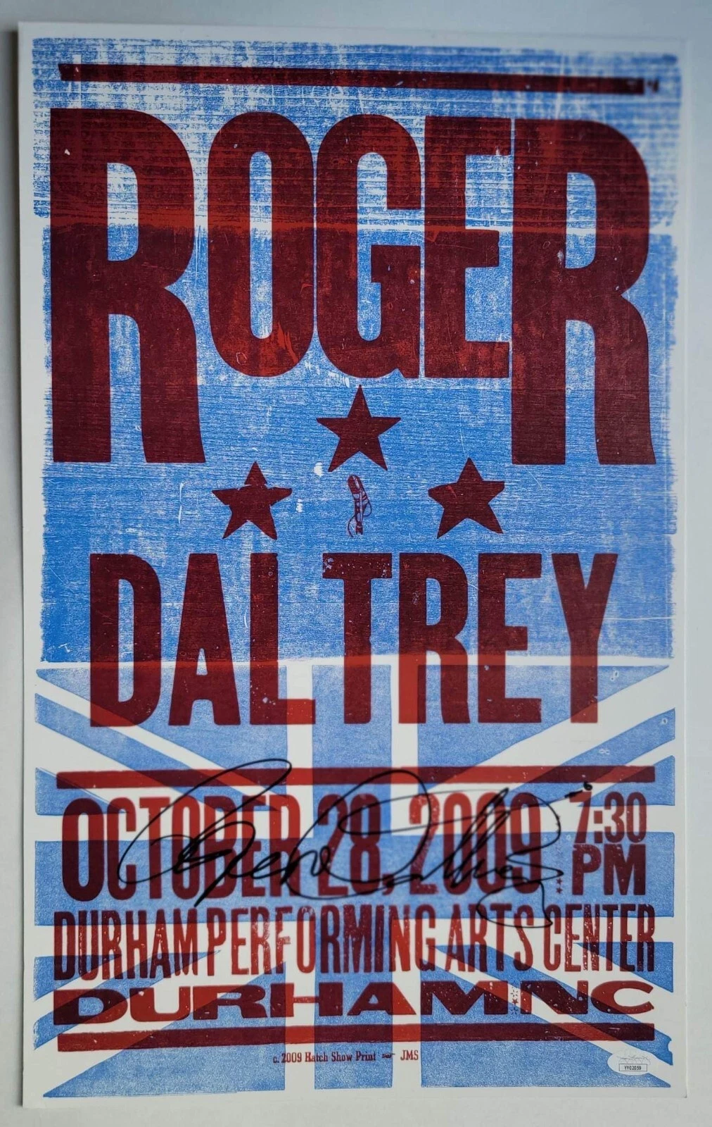 Roger Daltrey of The Who REAL SIGNED Hatch Show Print Poster JSA LOA Autographed
