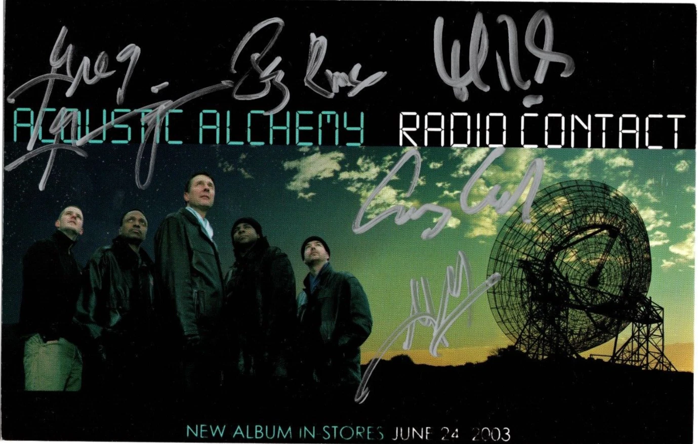 ACOUSTIC ALCHEMY HAND SIGNED PROMO CARD #1 COA AUTOGRAPHED GREGS MILES GARY JAY COLLECTIBLE MEMORABILIA