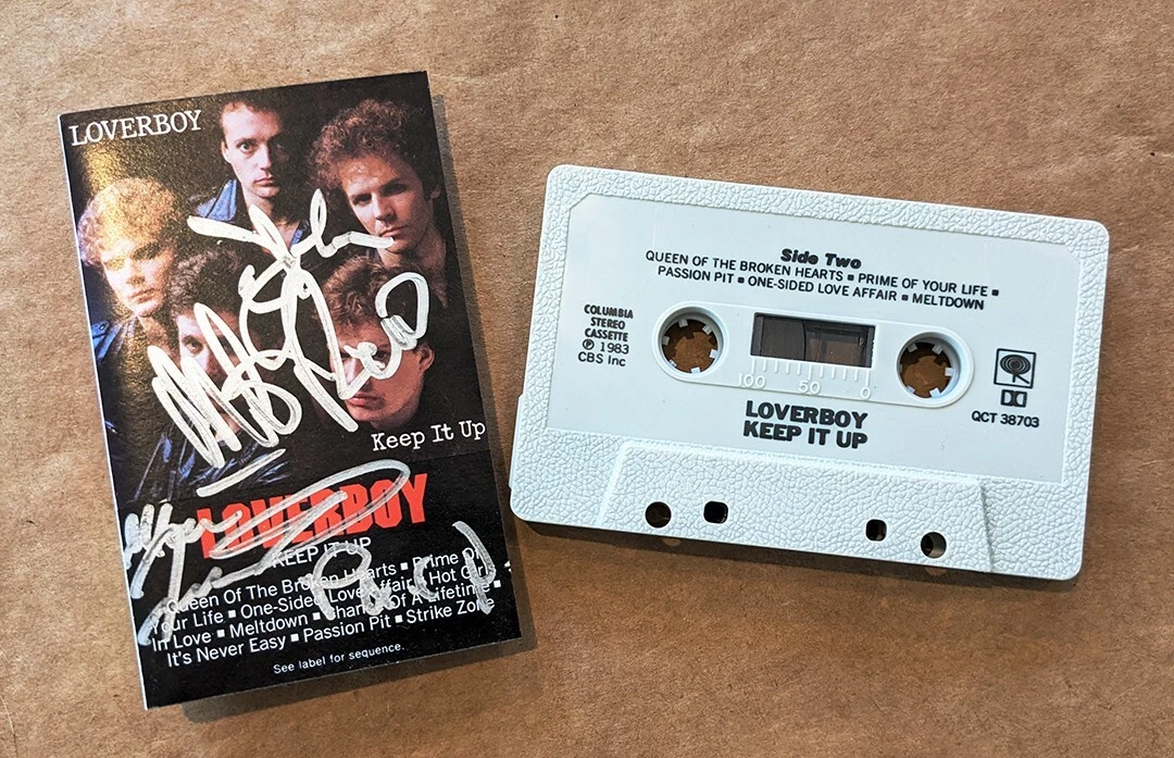 Loverboy REAL hand SIGNED Keep It Up Cassette Tape COA Autographed by 4