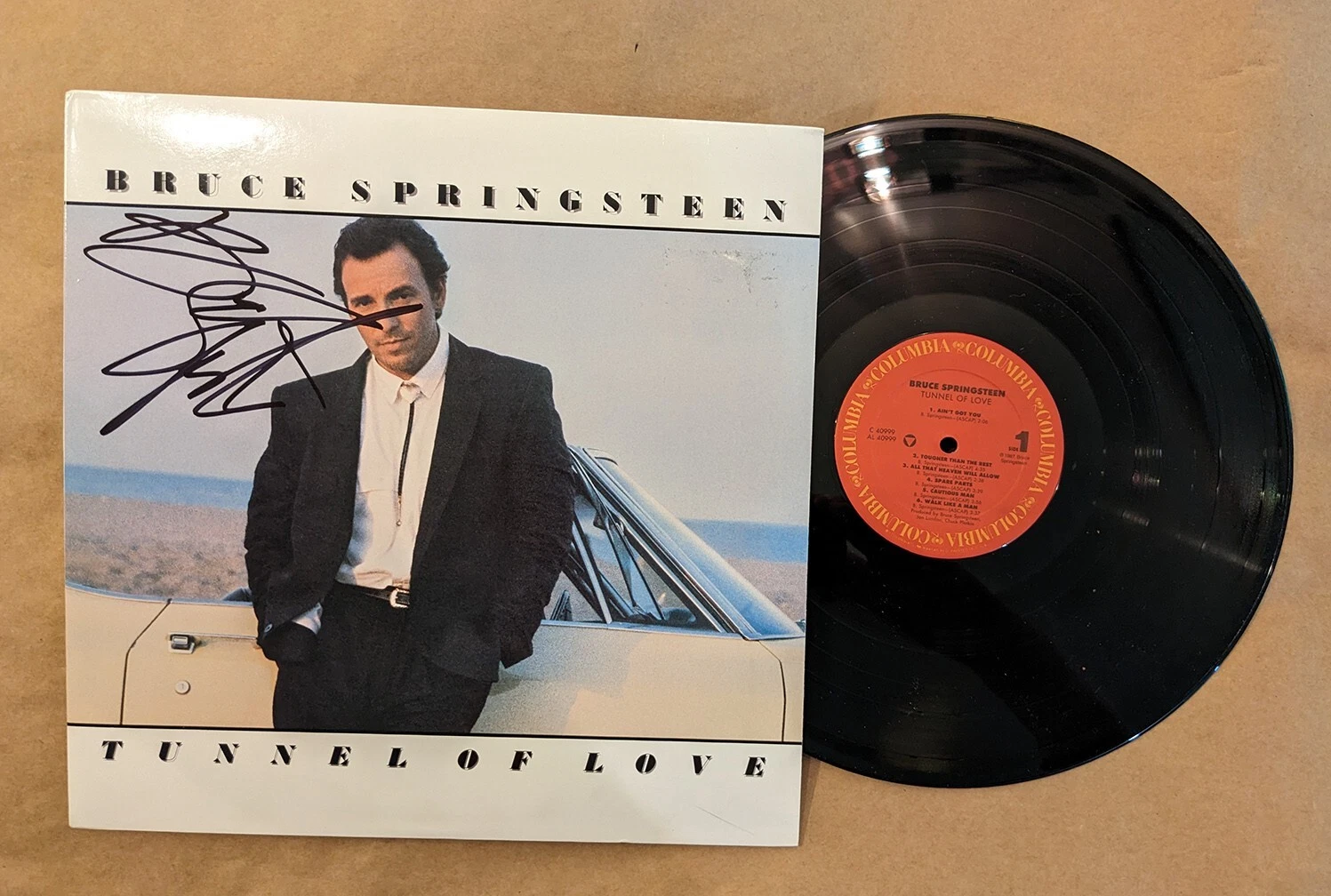 Bruce Springsteen REAL hand SIGNED Tunnel Of Love Vinyl Record COA Autographed
