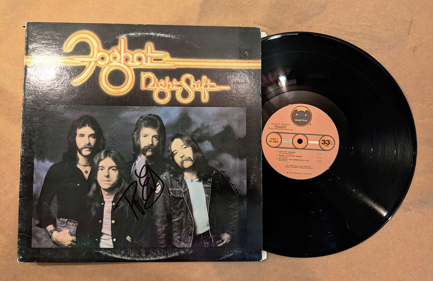 Roger Earl of Foghat REAL hand SIGNED Night Shift Vinyl Record COA Autographed