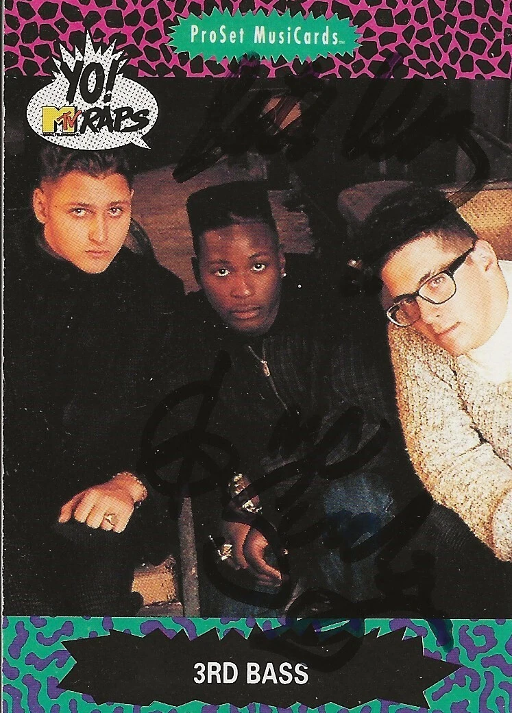 3rd Bass rap group REAL hand SIGNED YO! MTV Raps Trading Card #2 COA Autographed