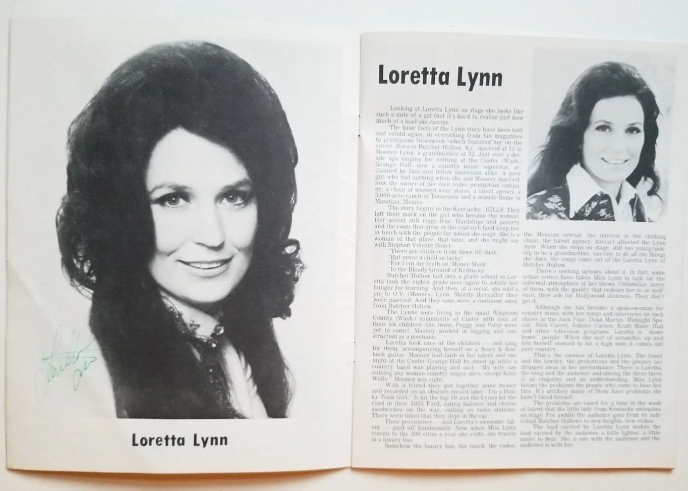 Loretta Lynn + Coal Miners Band SIGNED Country Program JSA COA Ray Griff Starr