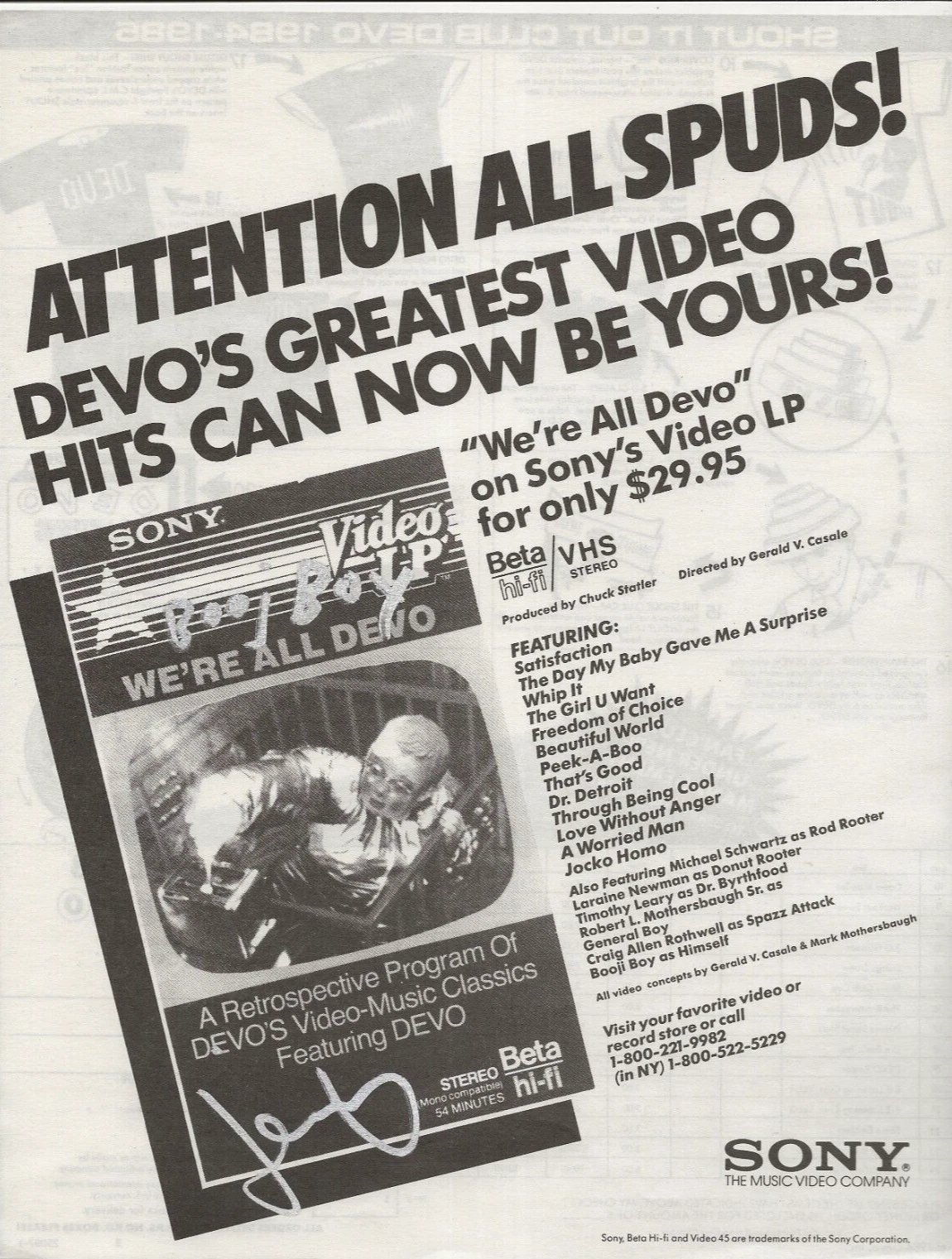 DEVO band REAL SIGNED 1984 Vintage LP Video Advert COA Autographed Mark & Gerald