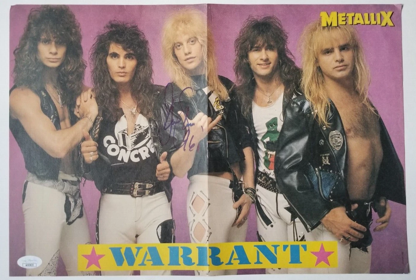 Jani Lane of WARRANT REAL hand SIGNED Mag Foldout Poster #2 JSA COA Autographed