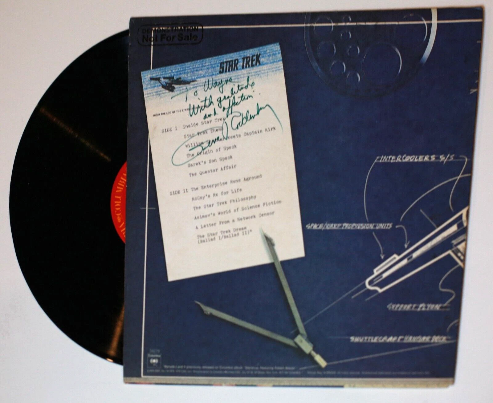 Gene Roddenberry REAL hand SIGNED Inside Star Trek Vinyl Record JSA LOA