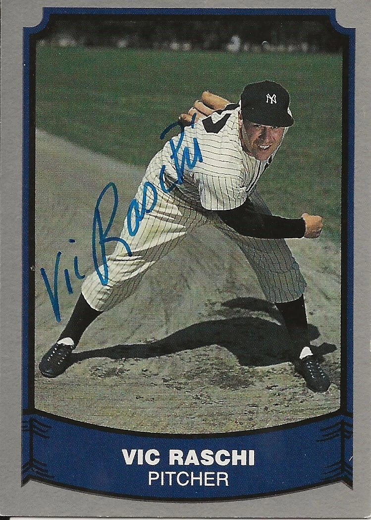 VIC RASCHI YANKEES REAL SIGNED 1988 PACIFIC LEGENDS BASEBALL CARD #3 JSA COA COLLECTIBLE MEMORABILIA