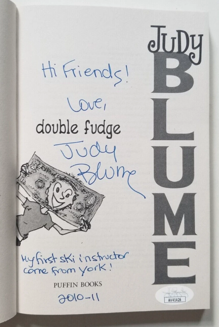 Judy Blume REAL hand SIGNED Double Fudge Softcover Book JSA Autographed