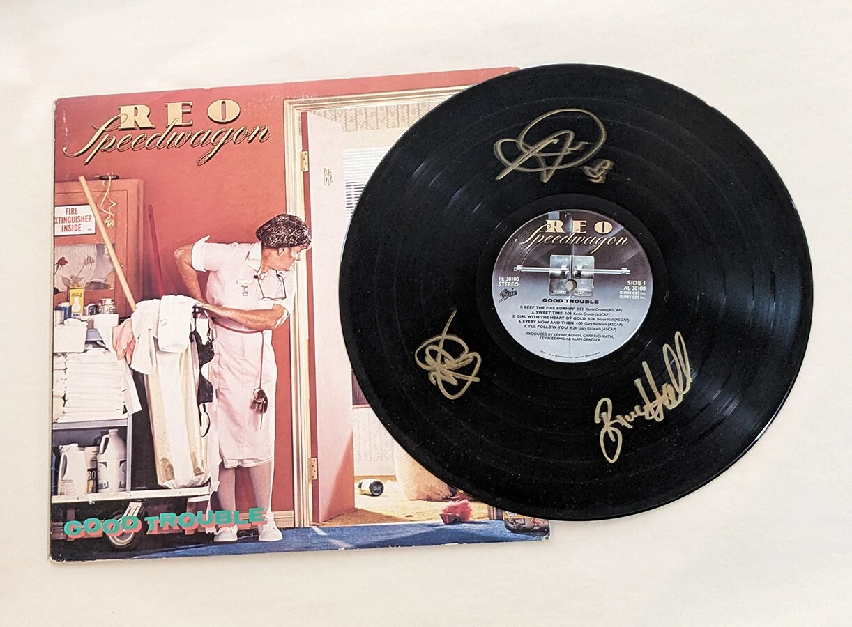 REO Speedwagon SIGNED Good Trouble Vinyl Record COA Autographed Kevin Cronin +