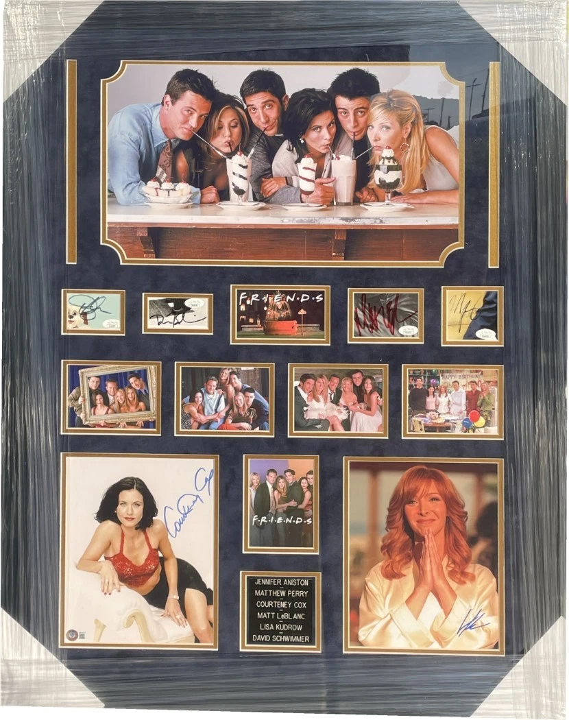 Friends Signed Cast Cuts 8x10 Photos Aniston Perry Cox LeBlanc +2 Framed JSA