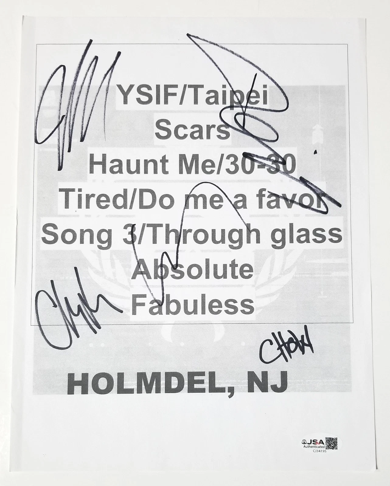 Stone Sour fully hand SIGNED Concert Used Setlist LSA COA Corey Taylor Slipknot