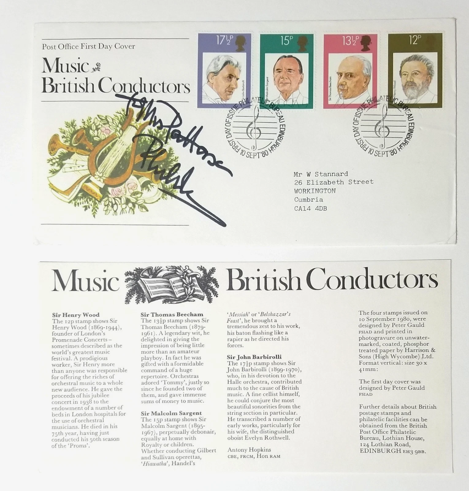 Phil Collins REAL hand SIGNED 1980 First Day Cover FDC 99/100 JSA COA Autograph