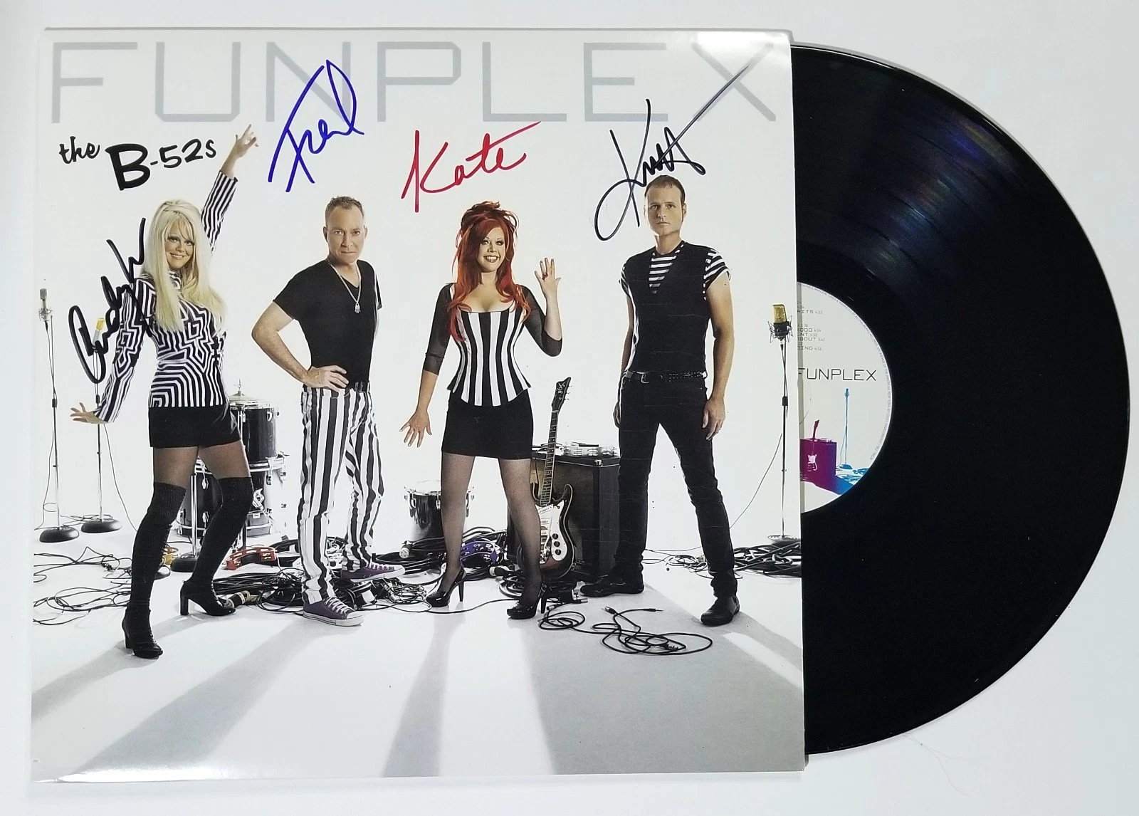 B-52's SIGNED Funplex Vinyl Record #1 JSA COA Autographed Fred Keith Cindy Kate