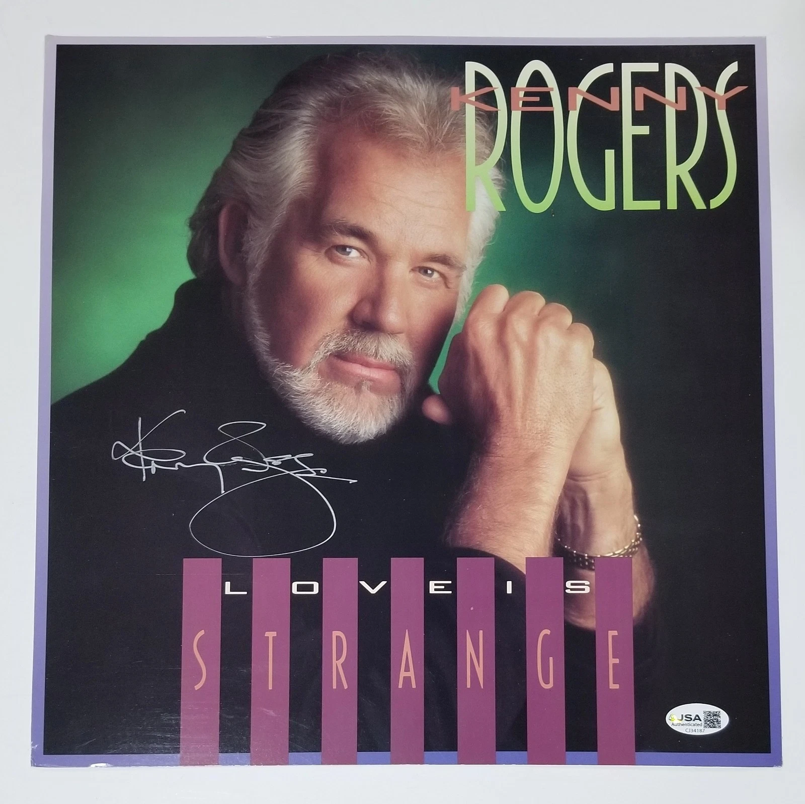 Kenny Rogers SIGNED Love Is Strange Album Poster Flat JSA COA Autograph Gambler