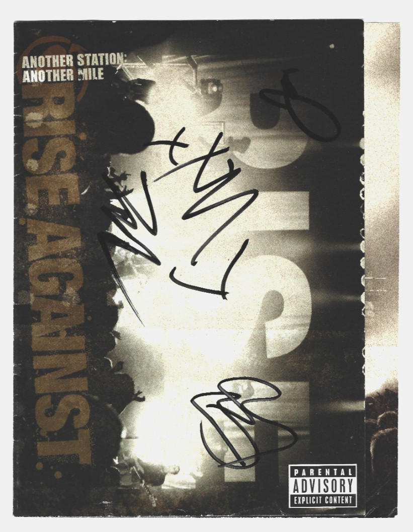 Rise Against hand SIGNED Another Station Another Mile DVD Insert COA Autographed