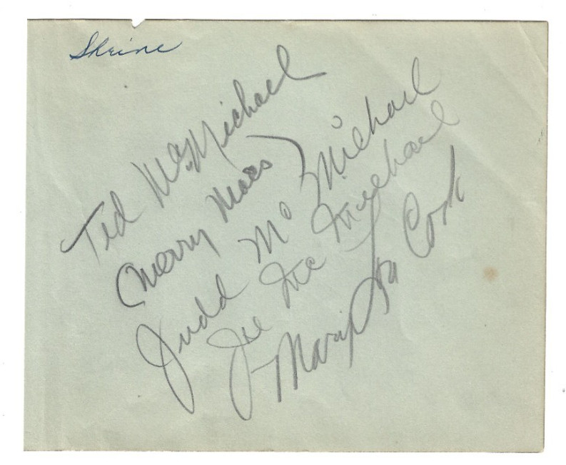 The Merry Macs quartet hand SIGNED Vintage Album Page COA Autograph McMichael