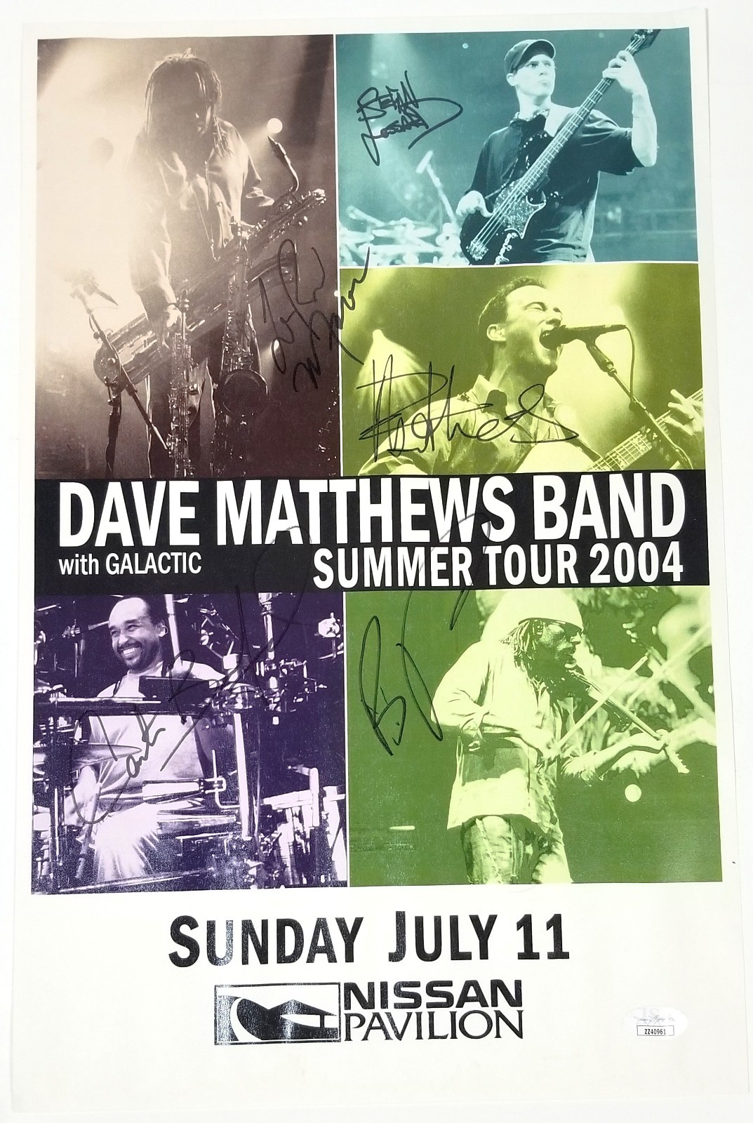 Dave Matthews Band SIGNED 2004 Tour Show Poster JSA LOA Dave LeRoi Beauford +2