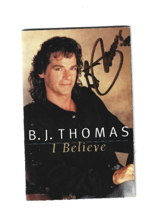 B.J. THOMAS REAL HAND SIGNED I BELIEVE CASSETTE TAPE INSERT COA AUTOGRAPHED COLLECTIBLE MEMORABILIA
