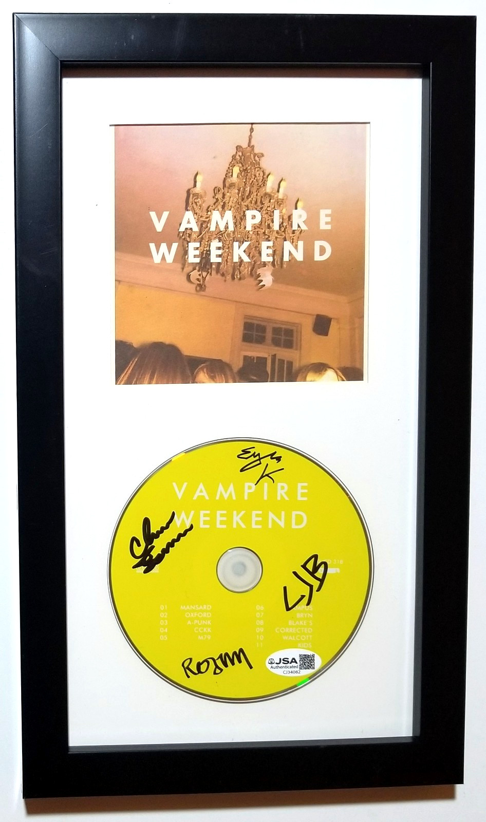 Vampire Weekend band hand SIGNED Self-Titled CD Framed Display JSA COA Autograph