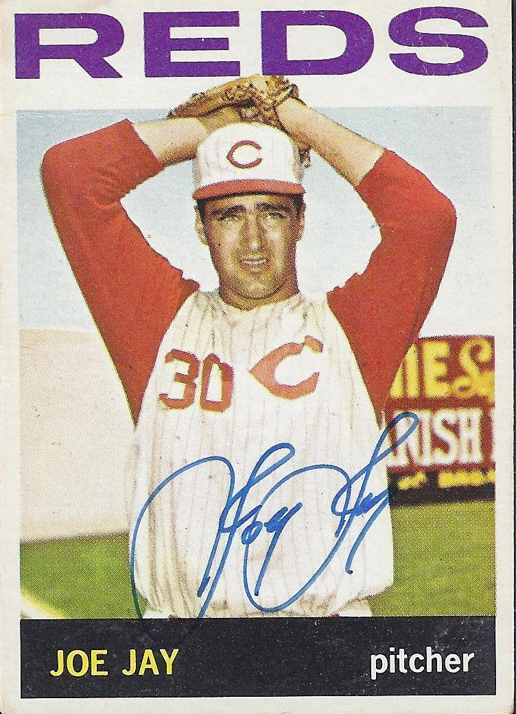 JOE JAY CINCINATTI REDS 1964 TOPPS SIGNED AUTOGRAPH CARD W/COA