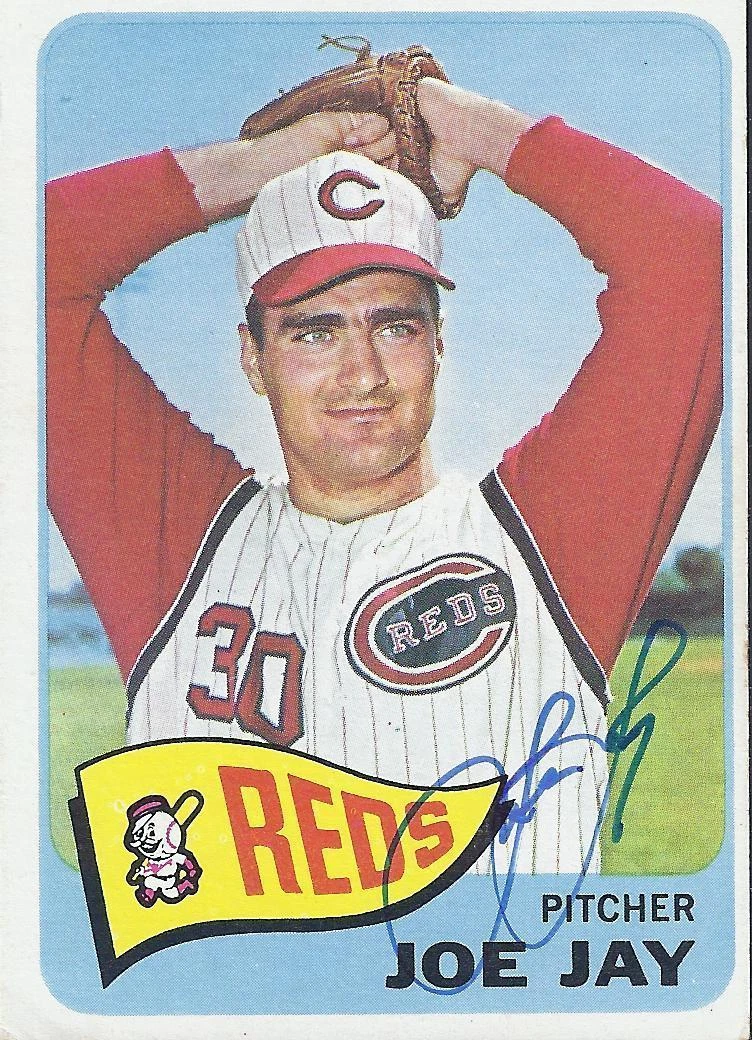JOE JAY CINCINATTI REDS 1965 TOPPS SIGNED AUTOGRAPH CARD W/COA