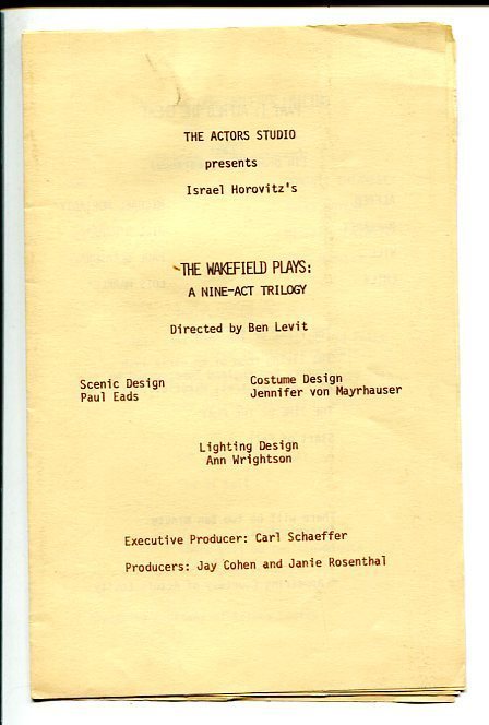 MICHAEL MORIARTY JILL O’HARA DOMINIC CHIANESE THE WAKEFILED PLAYS PROGRAM COLLECTIBLE MEMORABILIA