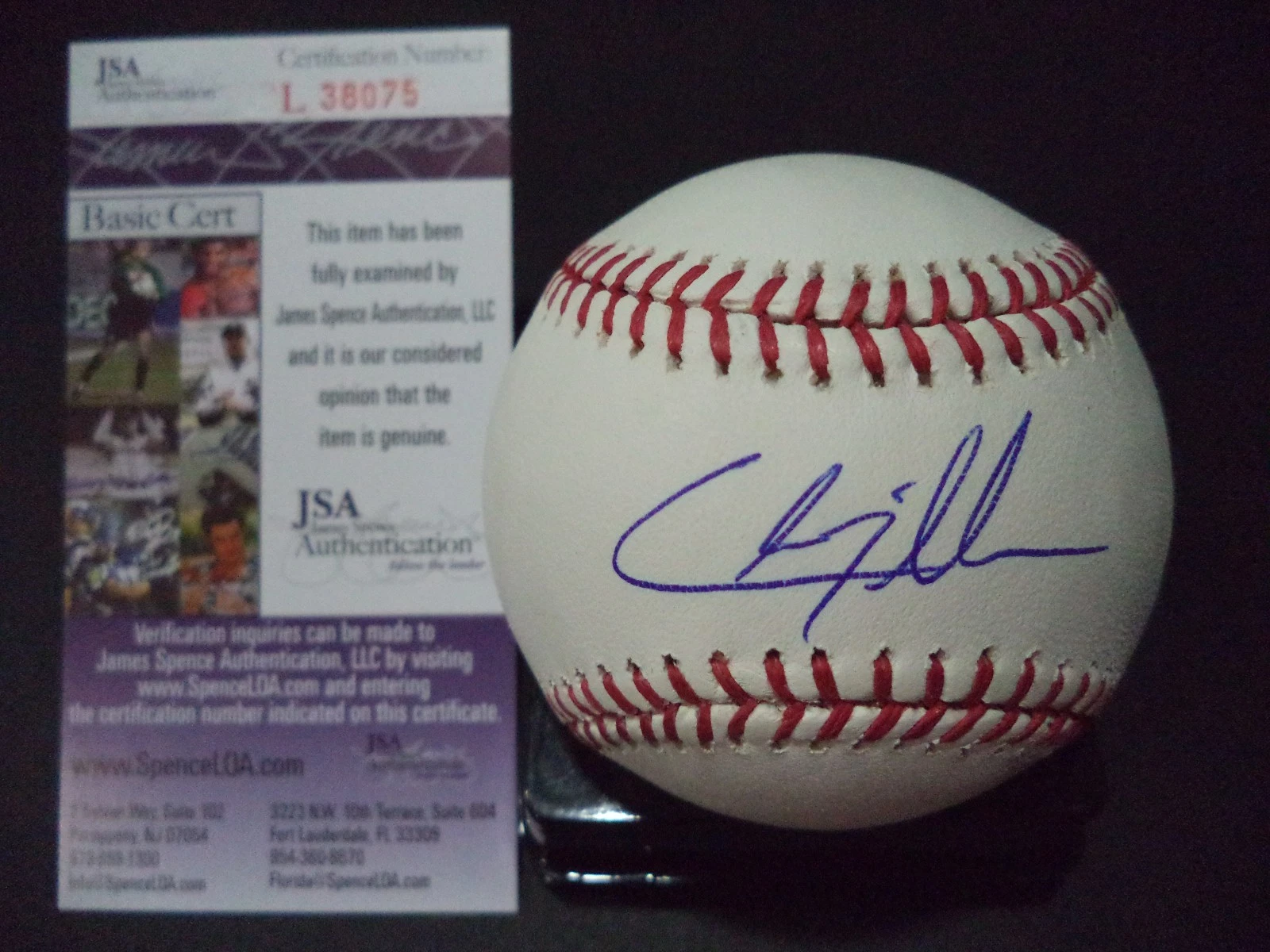 CHRIS TILLMAN BALTIMORE ORIOLES SIGNED AUTOGRAPH ROMLB BASEBALL JSA COA #L38075