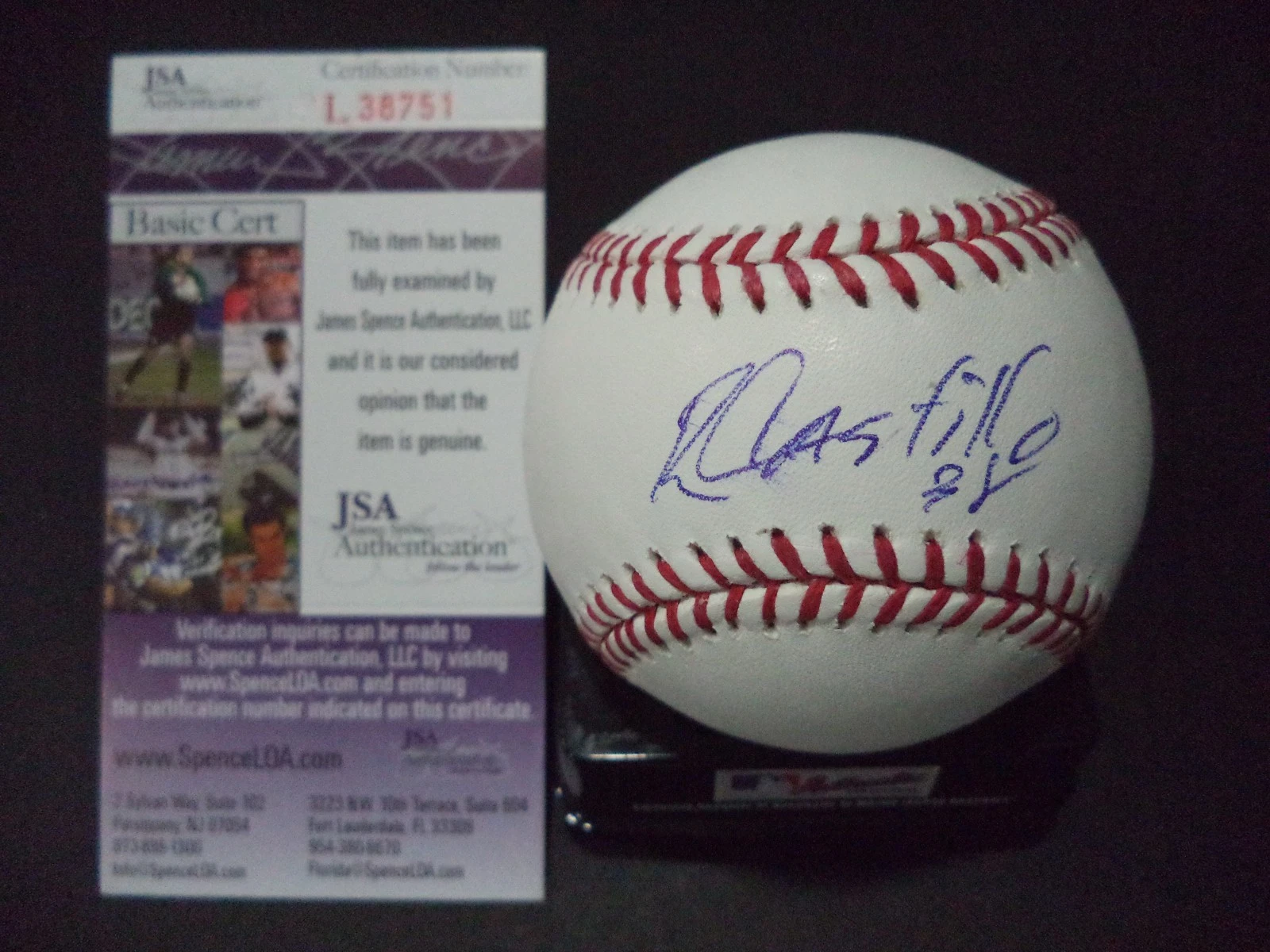 RUSNEY CASTILLO BOSTON RED SOX SIGNED AUTOGRAPHED ROMLB BASEBALL JSA COA #L38751