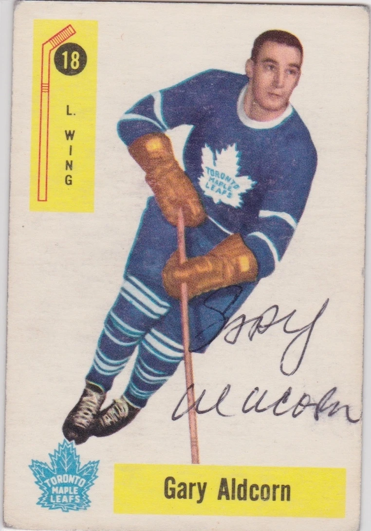 Gary Aldcorn Signed 1958-59 Parkhurst Card #18 Toronto Maple Leafs