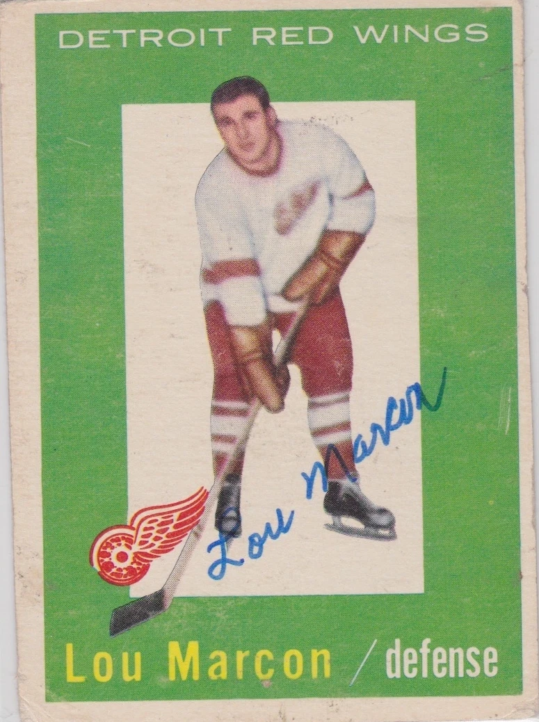 Lou Marcon Signed 1959-60 Topps #49 Detroit Red Wings