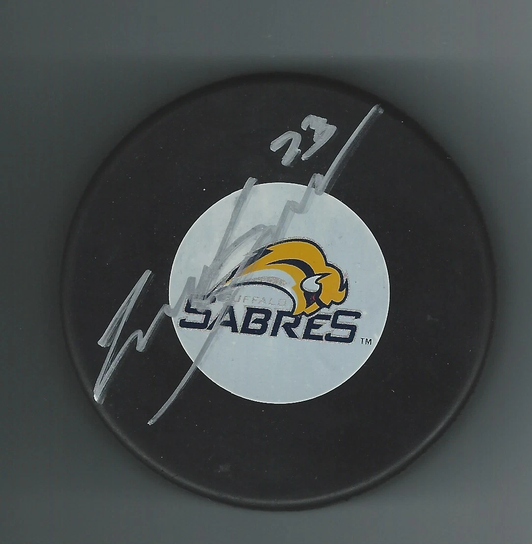 ZEMGUS GIRGENSONS SIGNED BUFFALO SABRES PUCK COLLECTIBLE MEMORABILIA