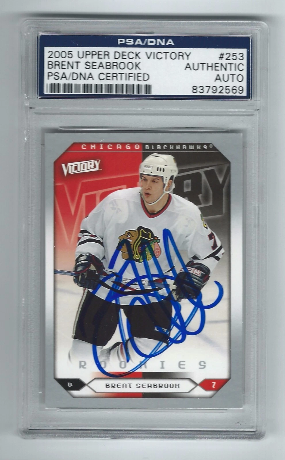 BRENT SEABROOK SIGNED 2005/06 VICTORY ROOKIE CARD #253 PSA/DNA CERTIFIED