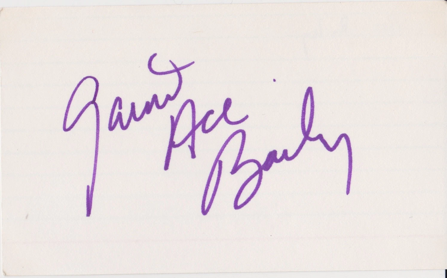 Garnet Ace Bailey Signed Index Card Boston Bruins Washington Capitals DEC. 2001