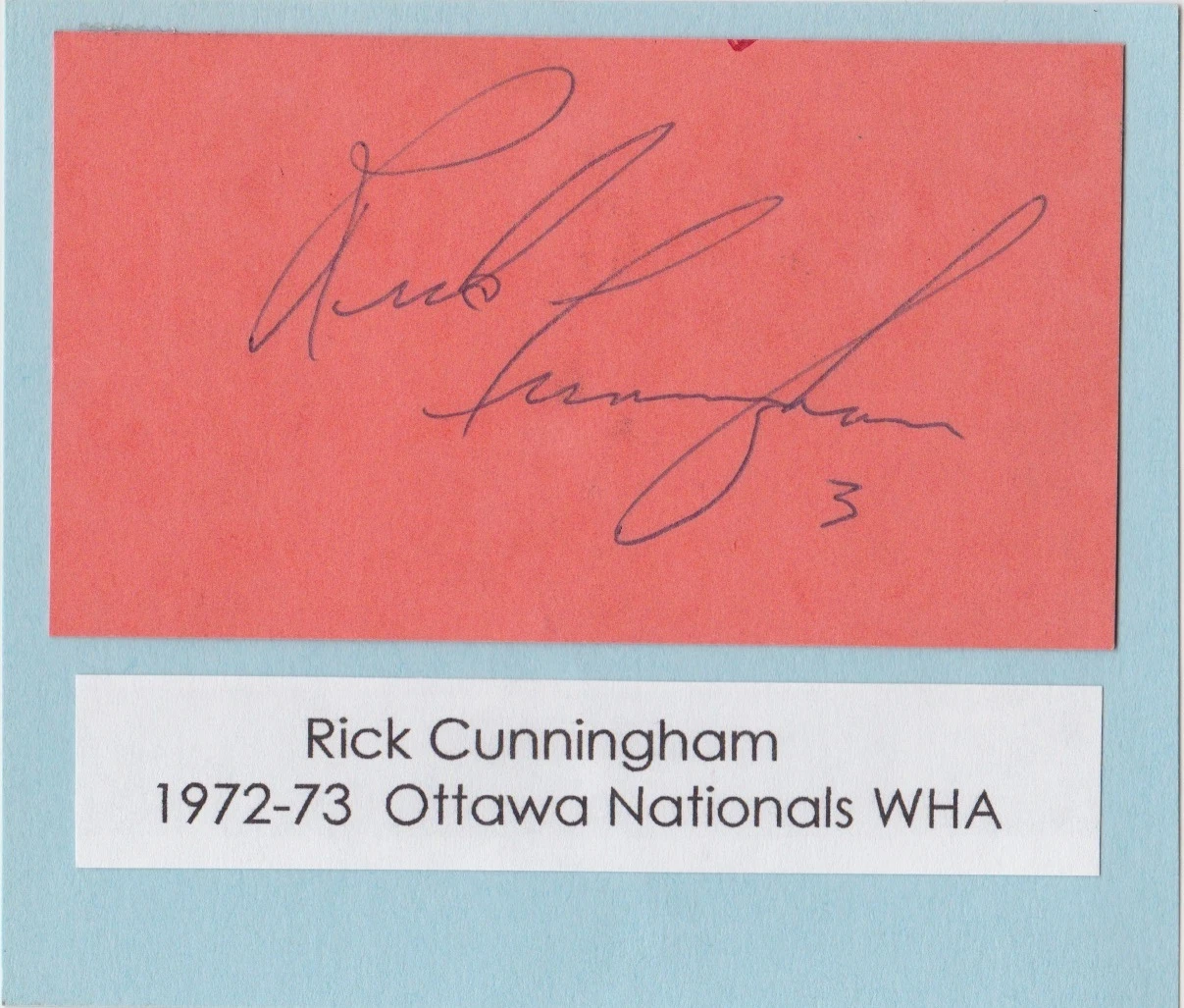 Rick Cunningham Signed Cut Autograph WHA Ottawa Nationals Toronto Toros Bulls