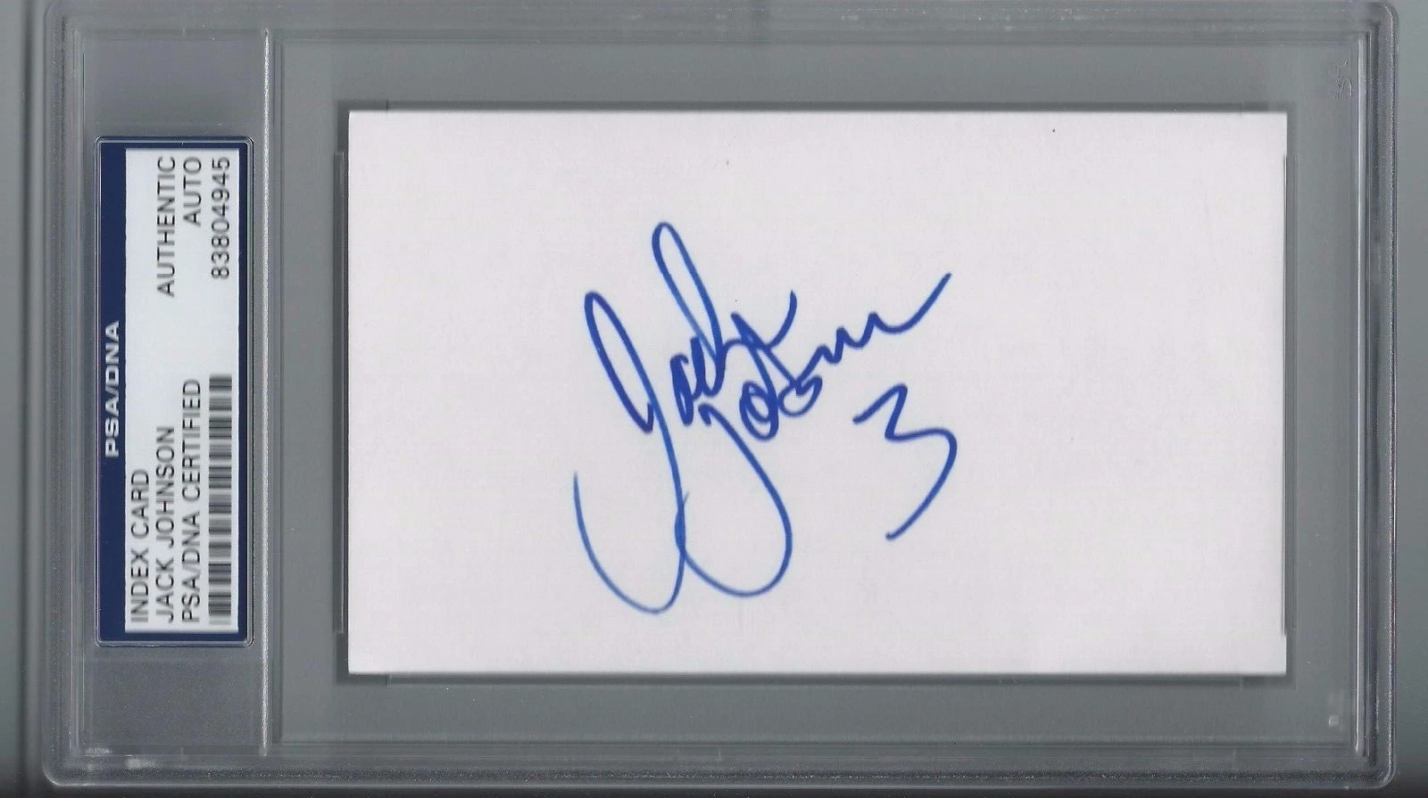 JACK JOHNSON SIGNED PITTSBURGH PENGUINS INDEX CARD PSA/DNA AUTHENTICATED