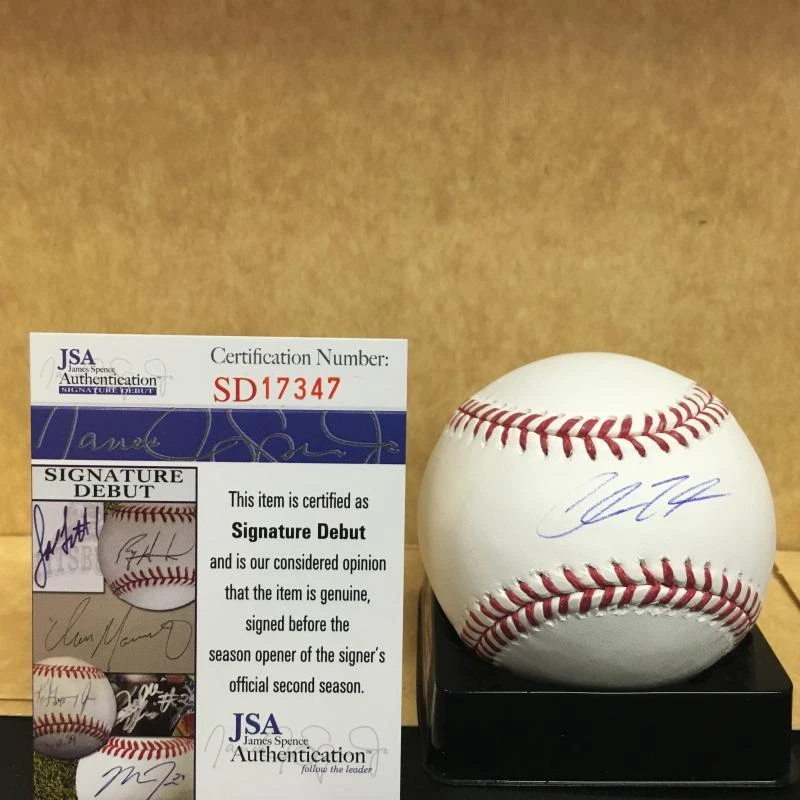 CHRIS SHAW SAN FRANCISCO GIANTS SIGNATURE DEBUT M.L. SIGNED BASEBALL JSA SD17347